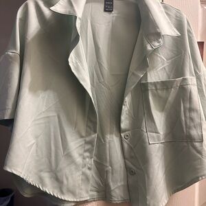 SHEIN Sage Green Button-Up Top